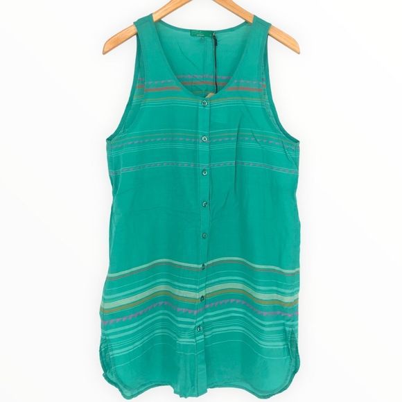 Prana Marigold Tunic Turquoise Striped Embroidered NWT size Small - Picture 2 of 12